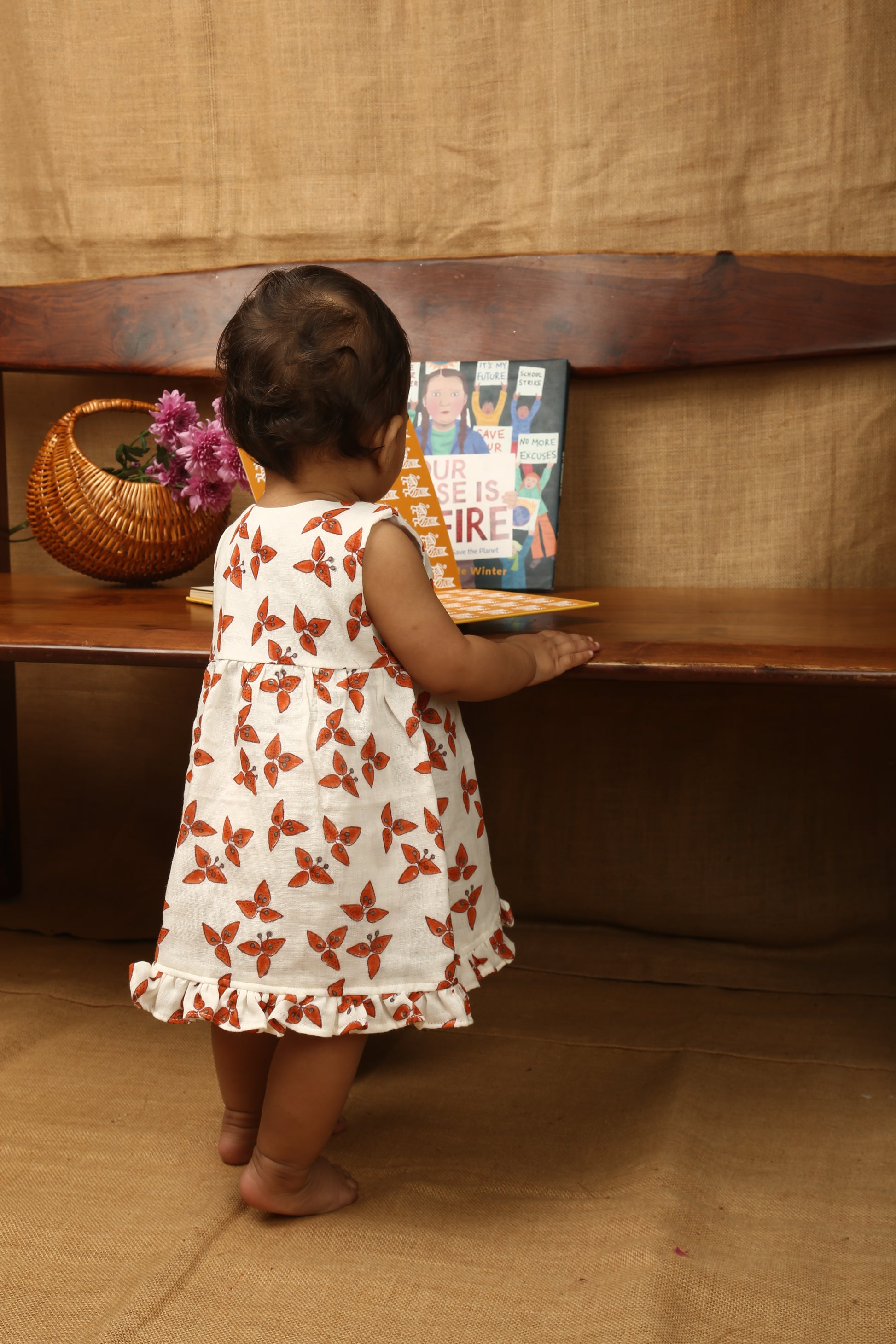 ' A Cluster of Bougainvillea"- Infant Sleeveless Dress