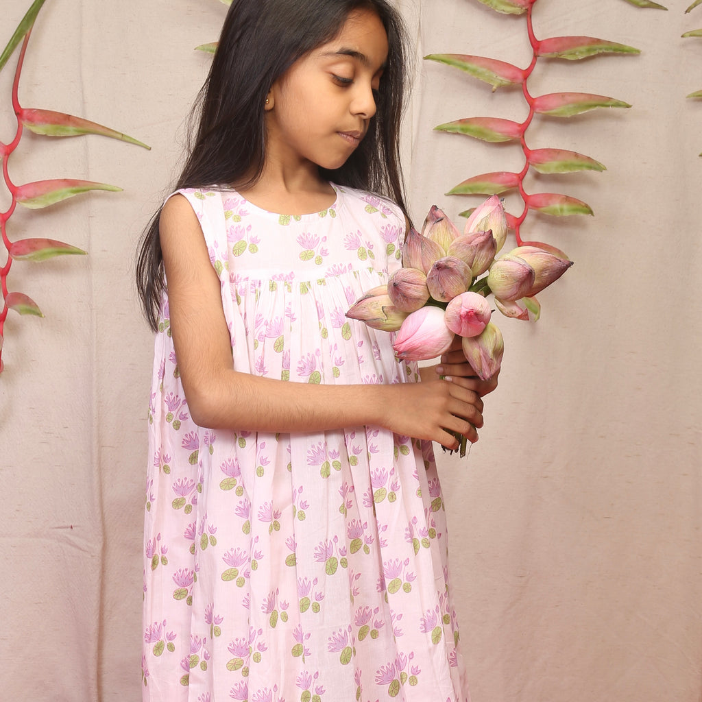 'A Pond of Lotus' - Flared Dress