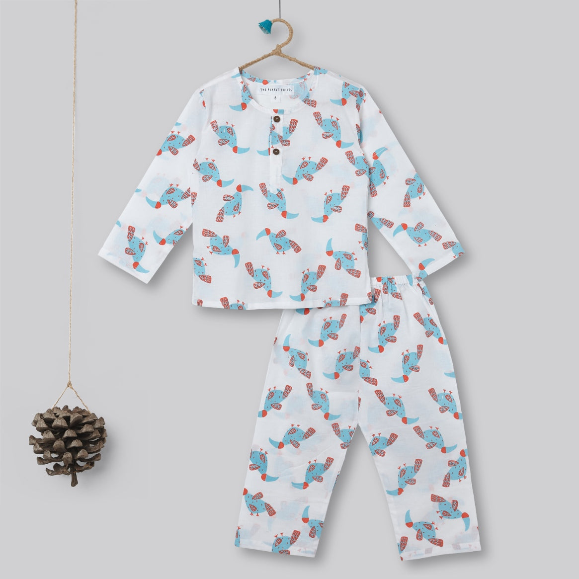 'A Party of Hornbills'  - Kurta Pyjama Set