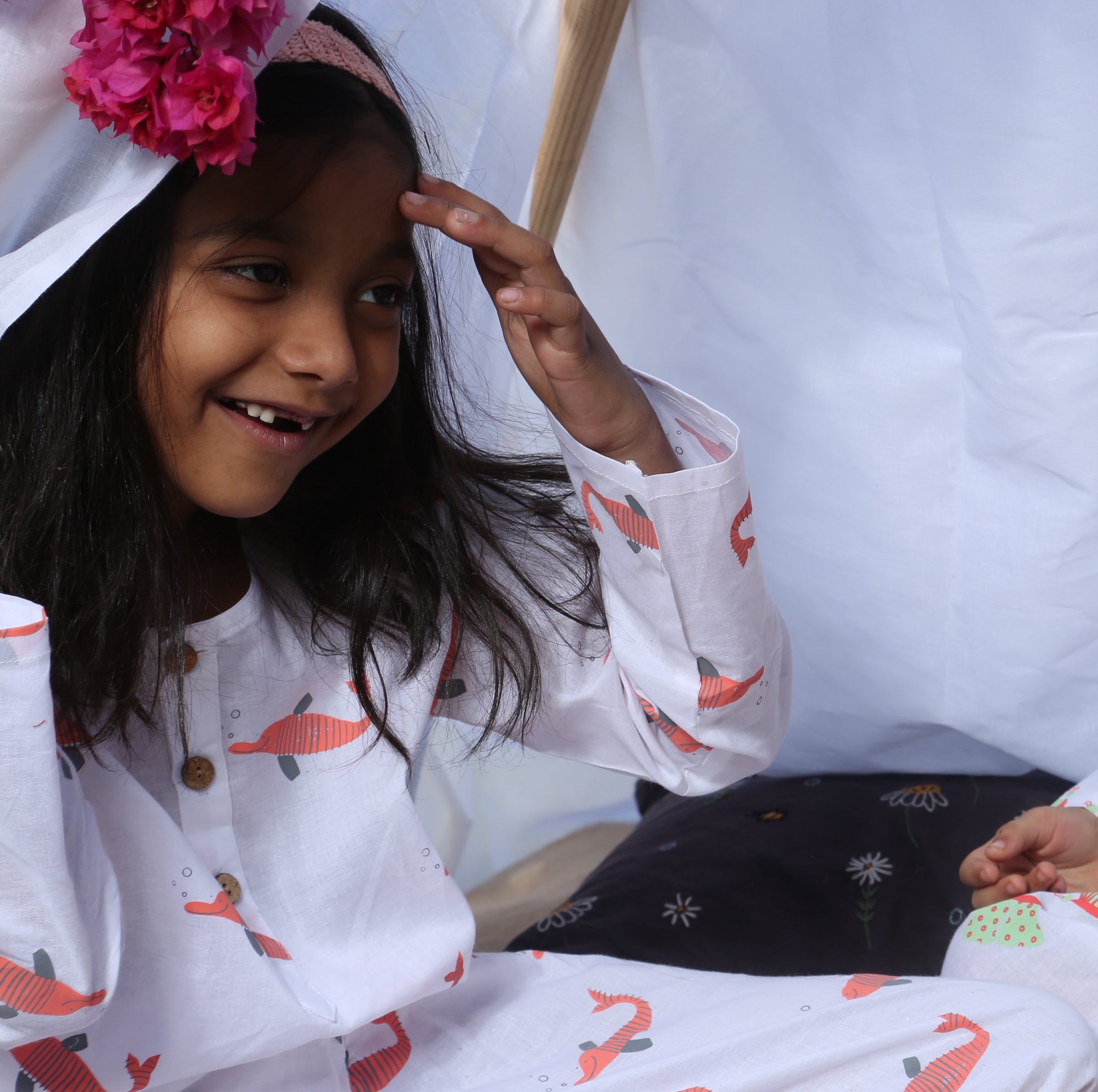 ' A Pod of Dolphins'  Kurta Pyjama Set