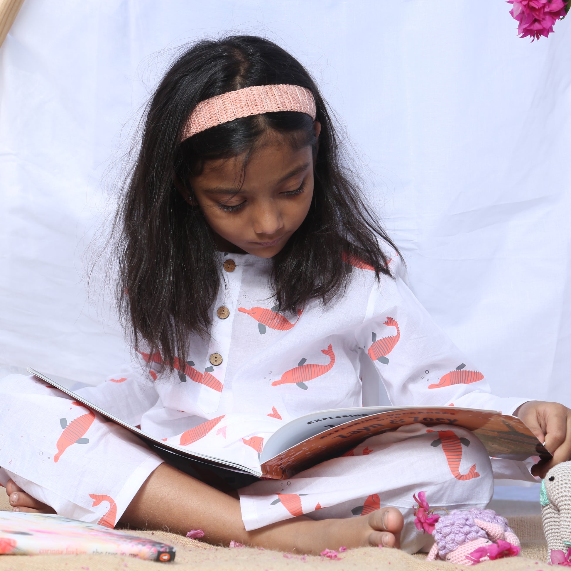 ' A Pod of Dolphins'  Kurta Pyjama Set