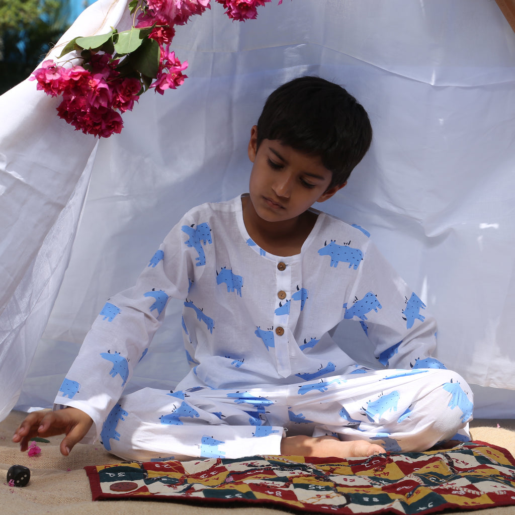 'A Crash of Rhinoceros'  Kurta Pyjama Set