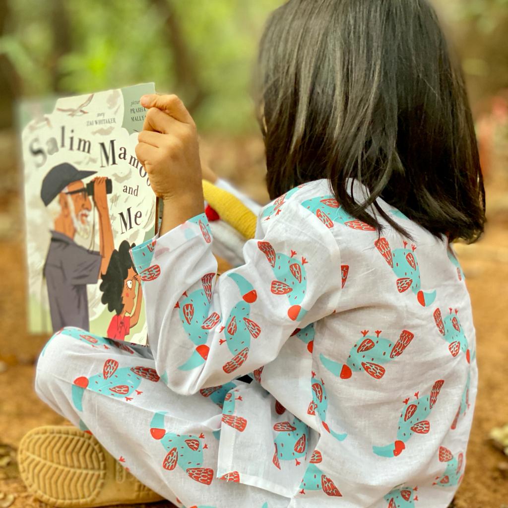 'A Party of Hornbills'  - Kurta Pyjama Set