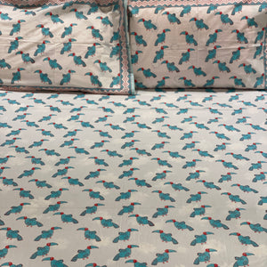 'A Party of Hornbills' Bedsheet