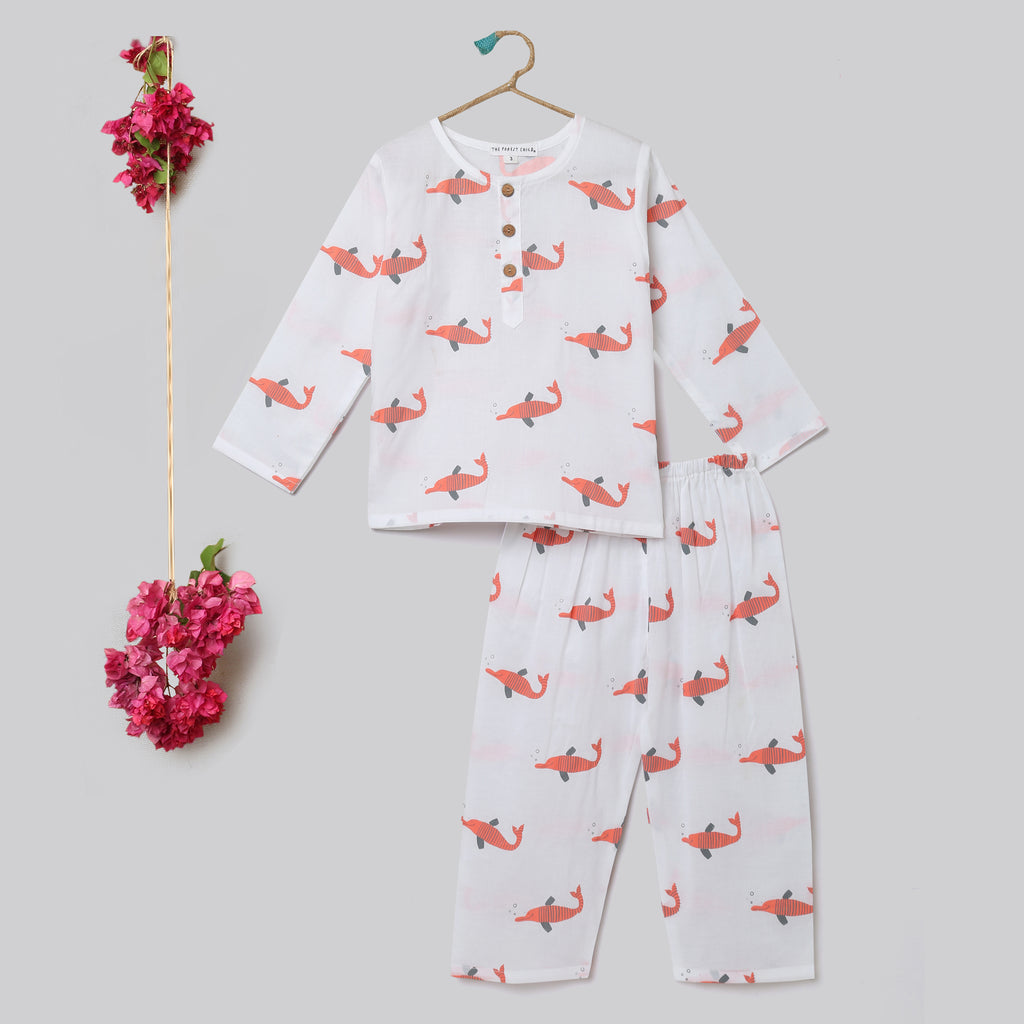 ' A Pod of Dolphins'  Kurta Pyjama Set
