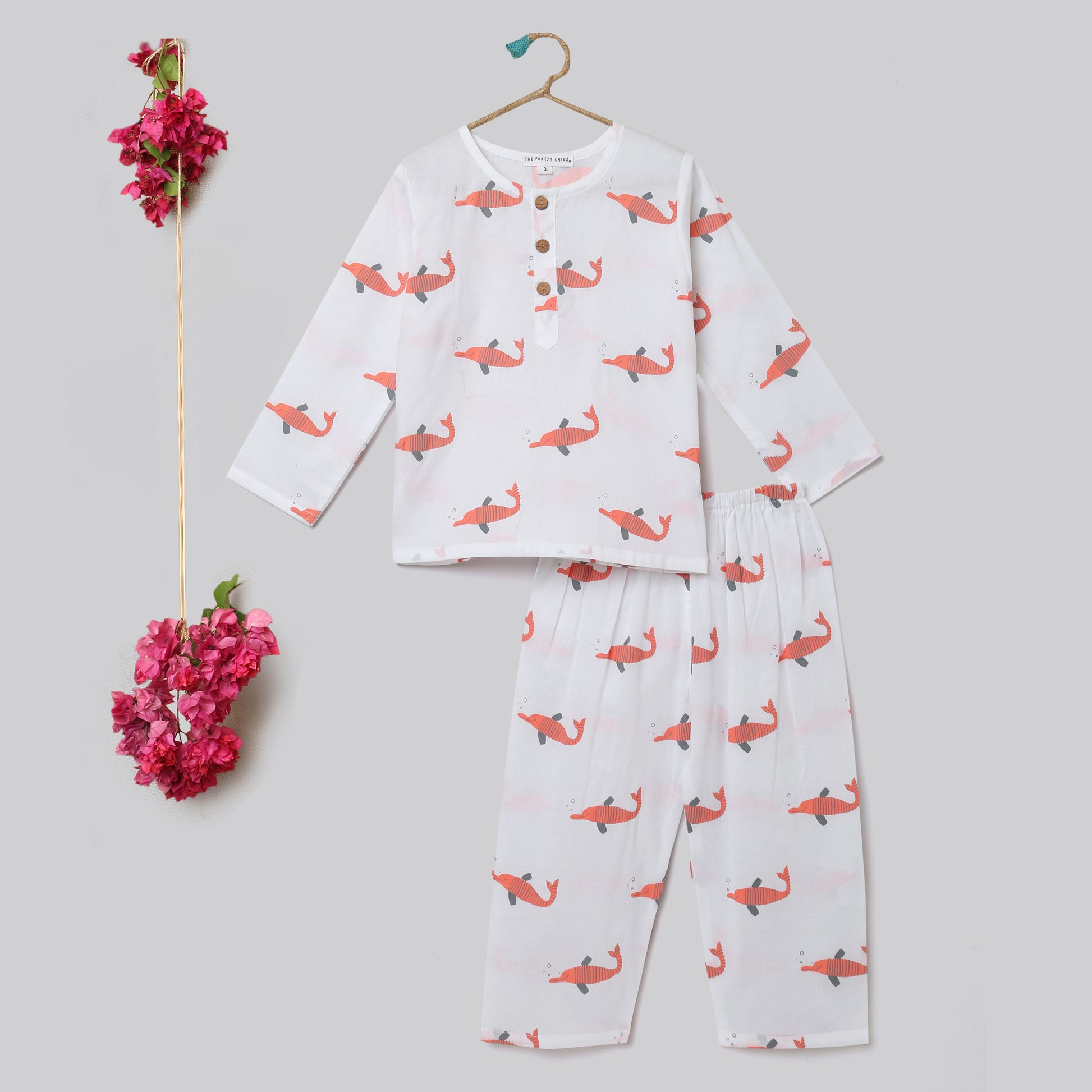' A Pod of Dolphins'  Kurta Pyjama Set