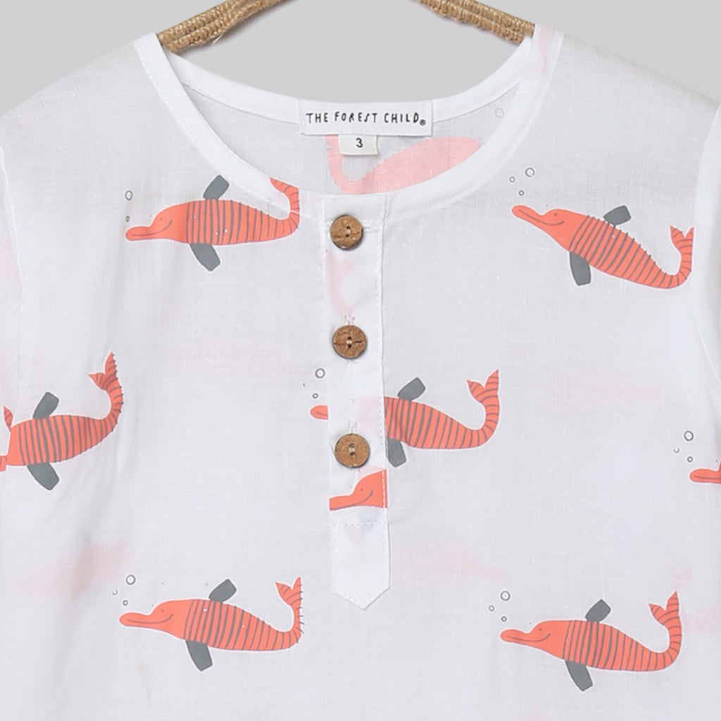 ' A Pod of Dolphins'  Kurta Pyjama Set