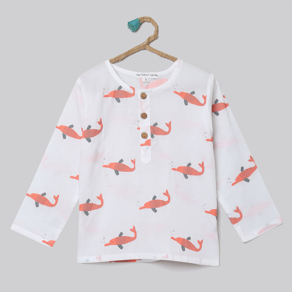 ' A Pod of Dolphins'  Kurta Pyjama Set