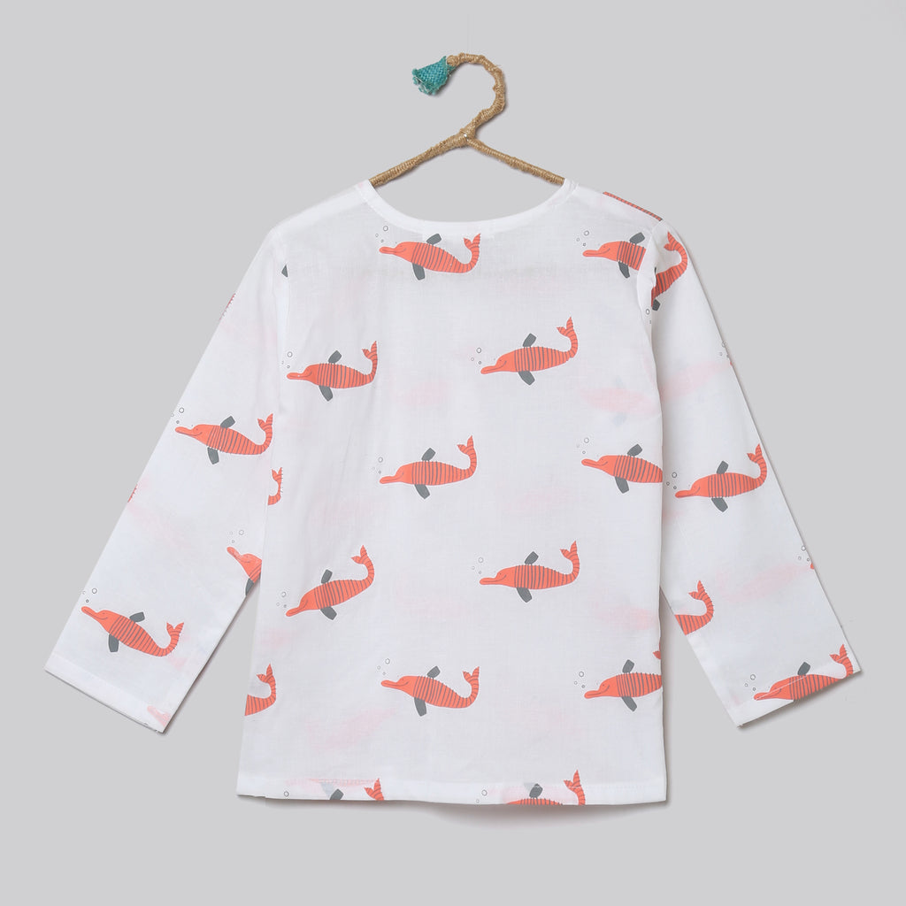 ' A Pod of Dolphins'  Kurta Pyjama Set