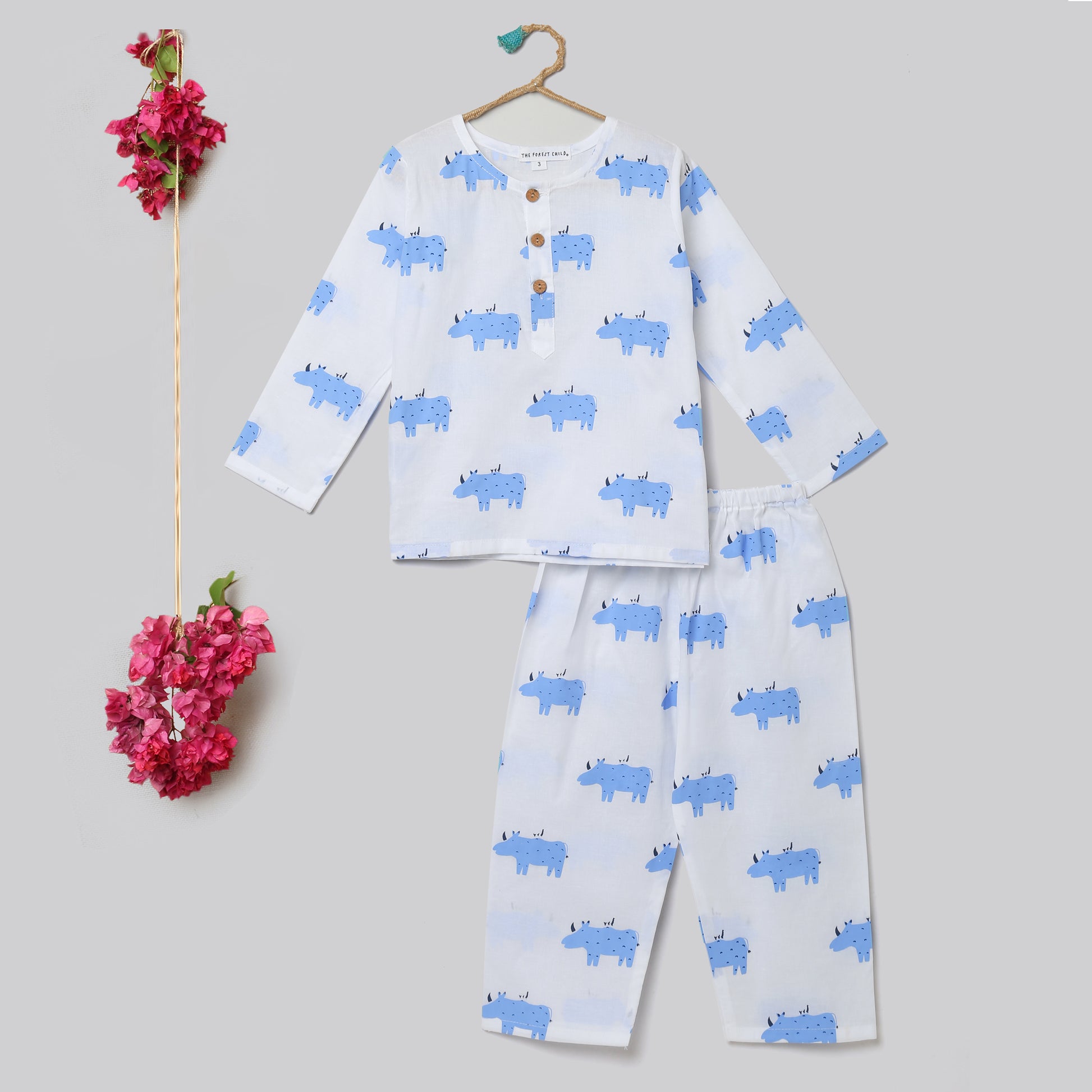 'A Crash of Rhinoceros'  Kurta Pyjama Set